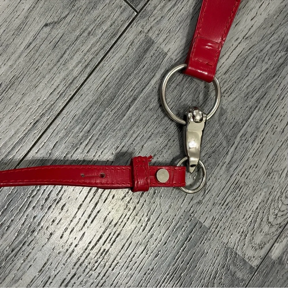 Piero Guidi Red Nylon and Patent Leather Shoulder Bag Made in Italy - Picture 7 of 10